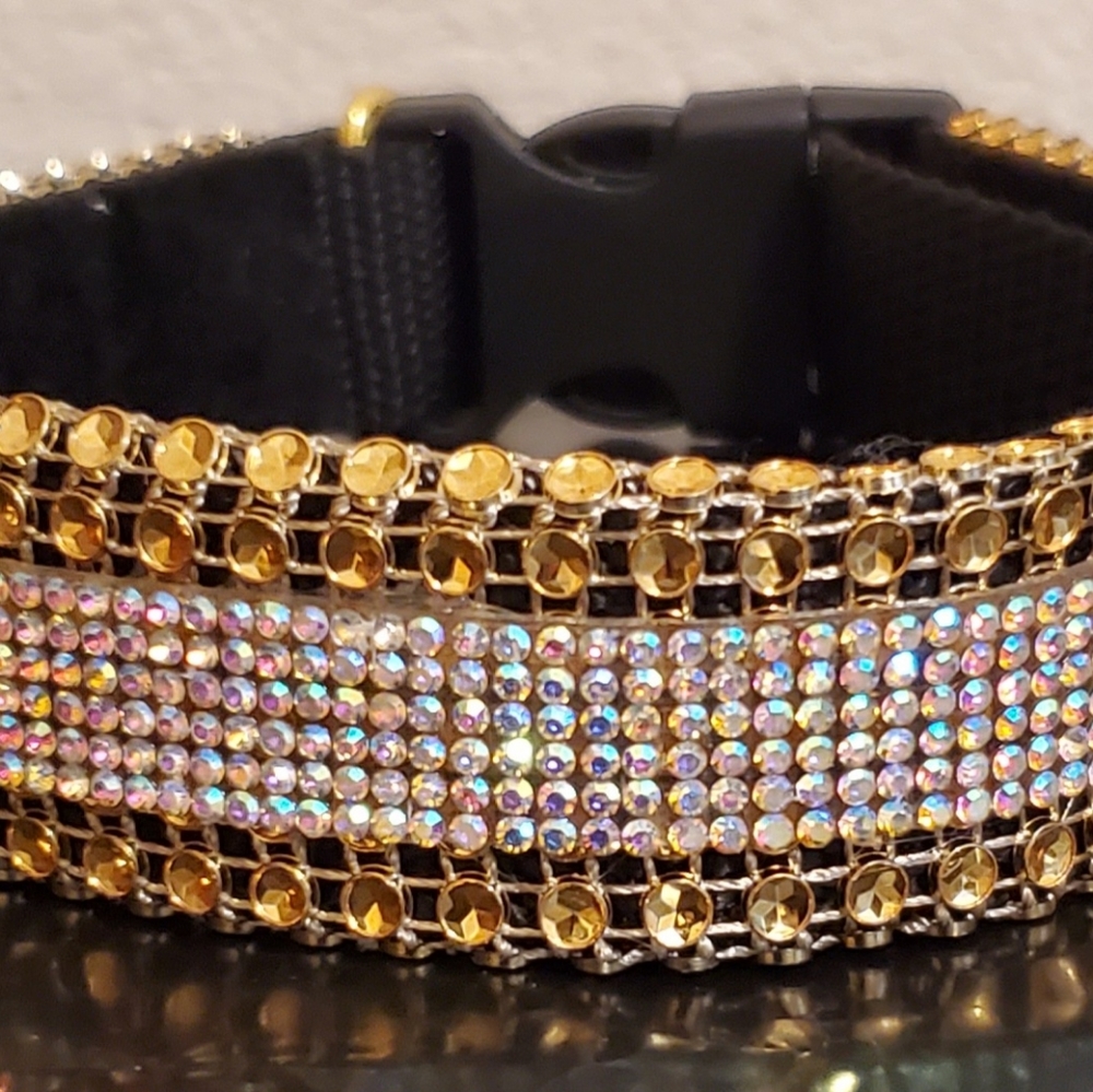 Gold Rhinestone Dog Collar - Picture 2 of 7